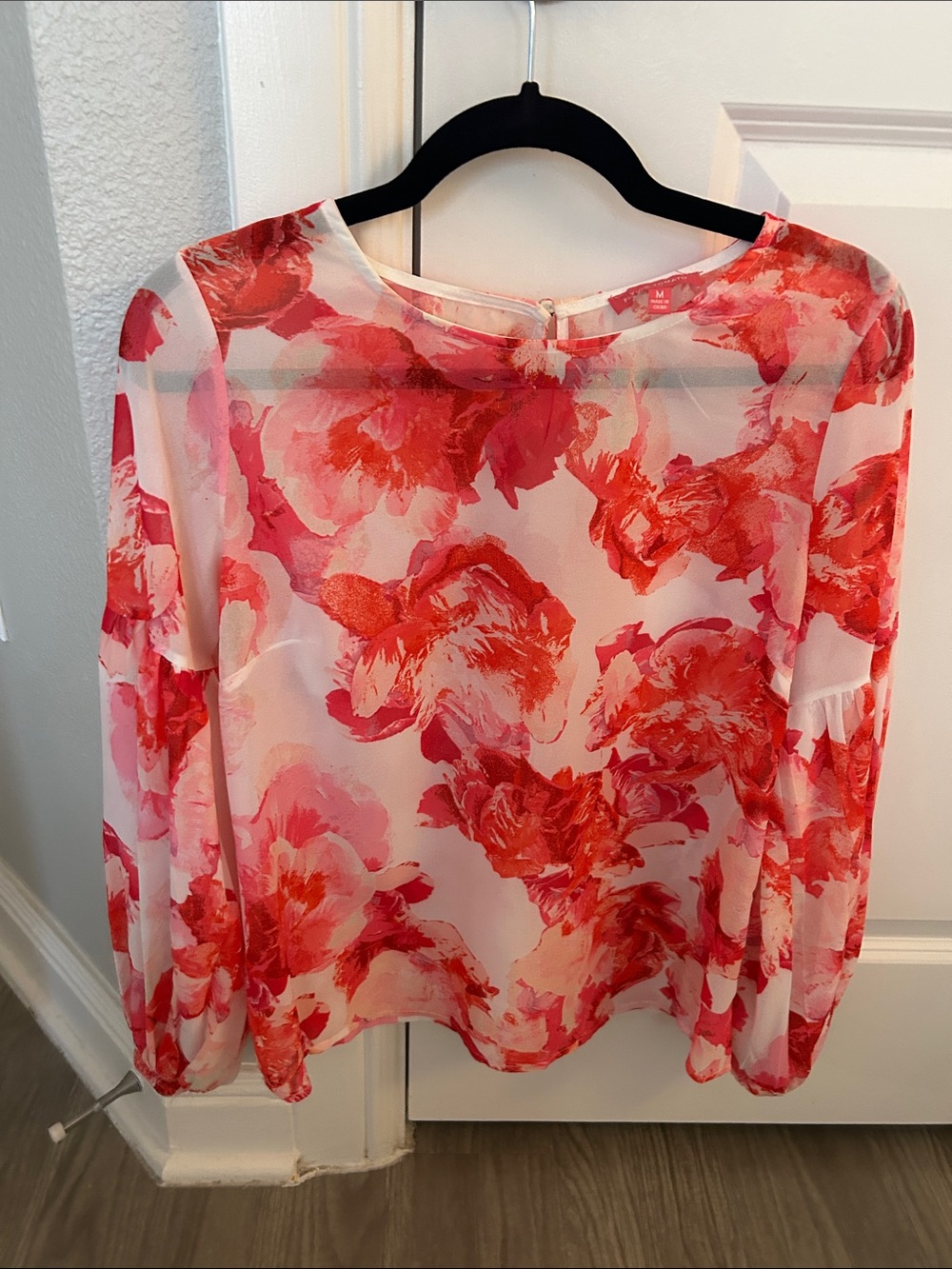 Flying Tomato Sheer Floral Blouse in Pink and Red